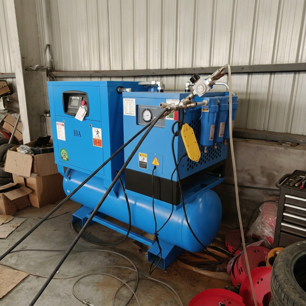 Air compressor (7.5KW) - Auxiliary gas supply for laser cutting, workshop equipment support
